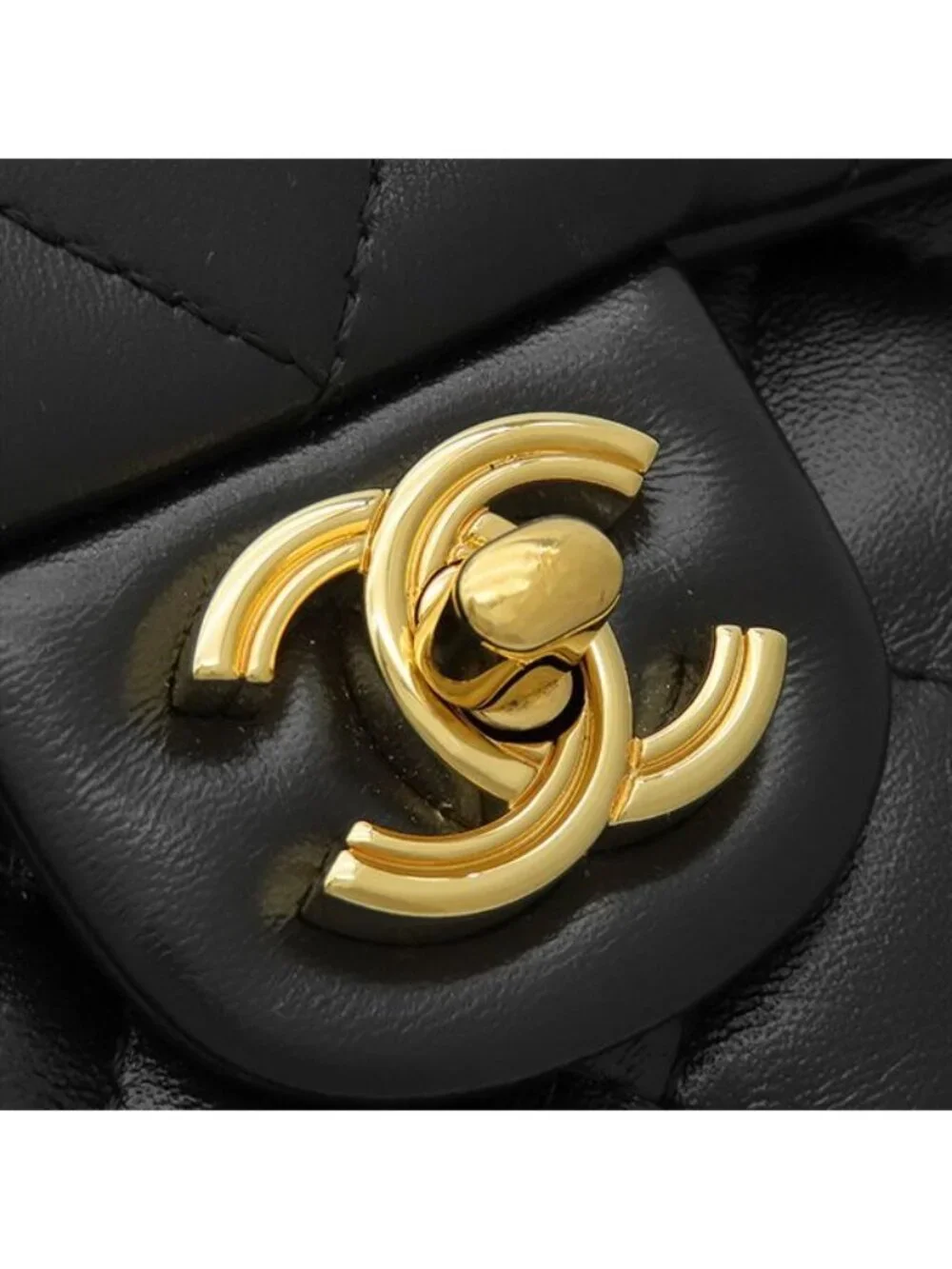 Chanel 2-Way Bag Small Top Handle Flap Lambskin Shiny Black Gold Handbag